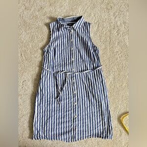Tommy Hilfiger Striped Sleeveless Pocket Shirt Dress